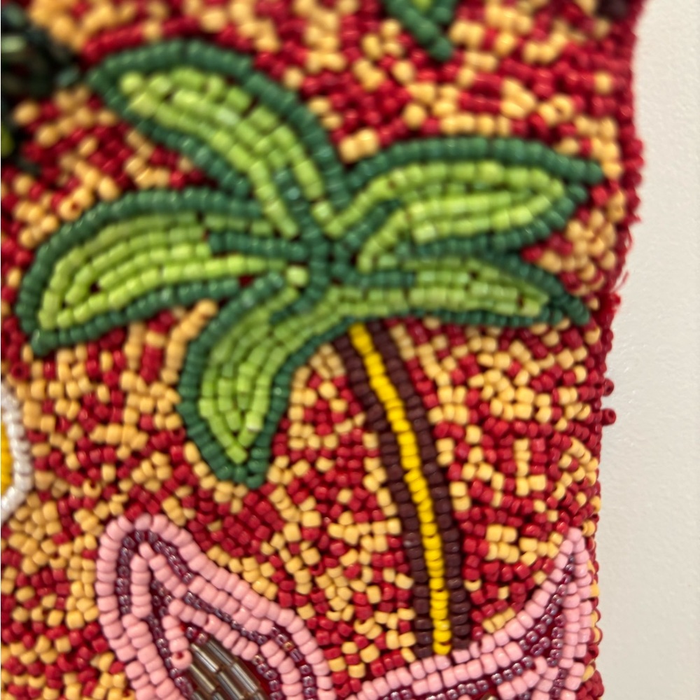 NWT Made in India Beaded Jungle cat Design bamboo handled Bag - Picture 7 of 10